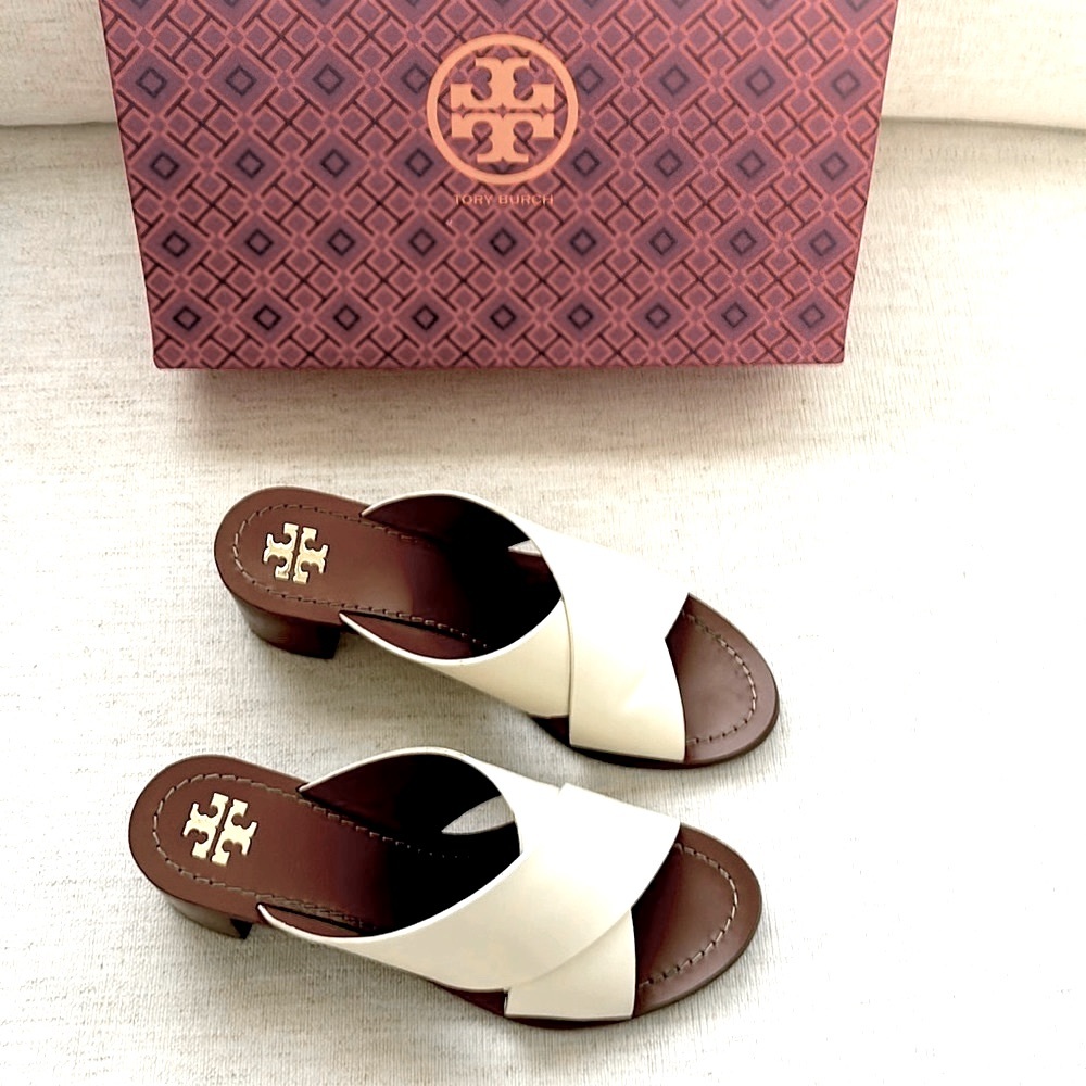 Tory Burch Montrose Mule. Size 8. Ivory. Excellent Condition. Dust Bag.